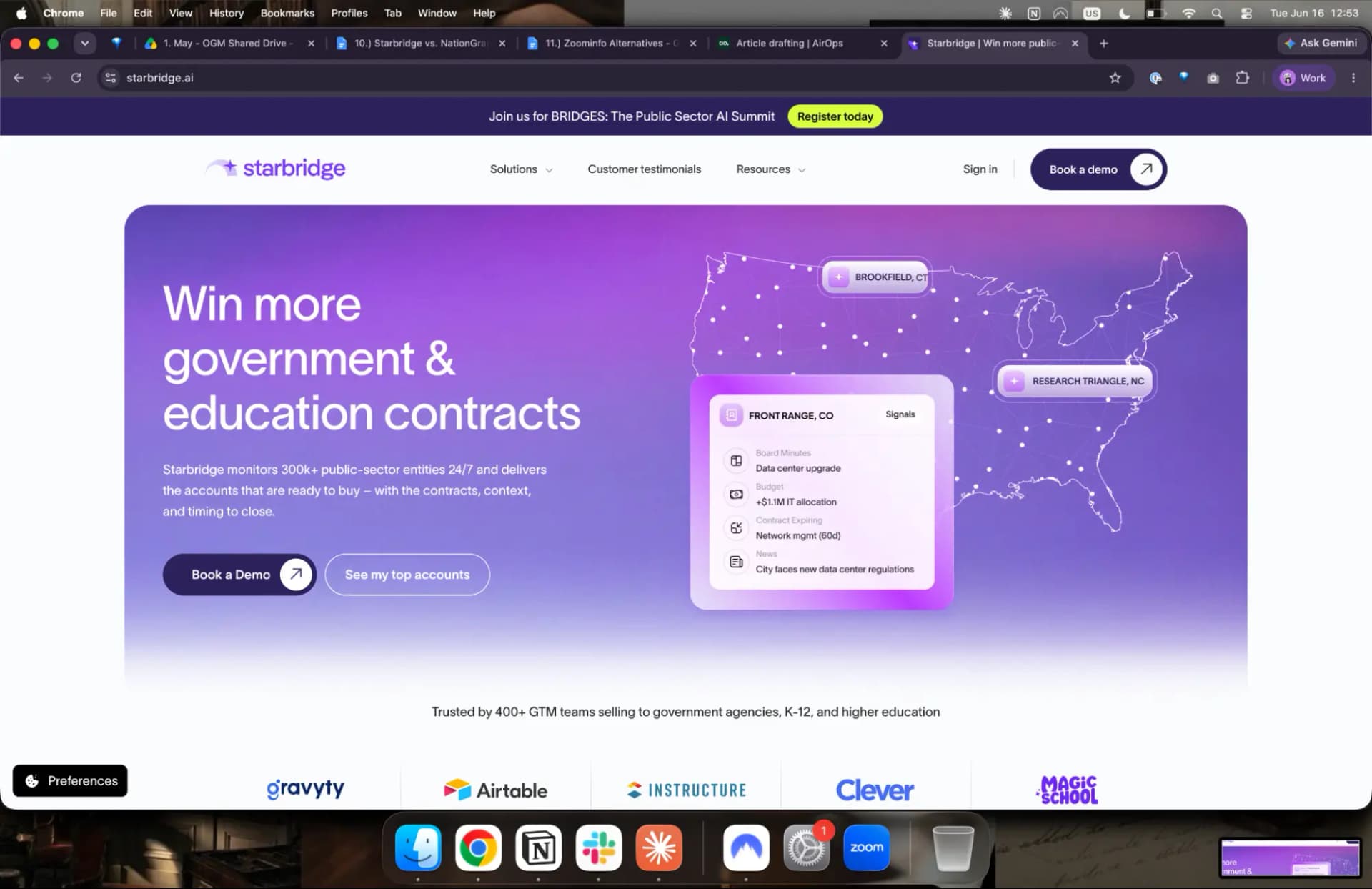 Starbridge sales intelligence platform interface